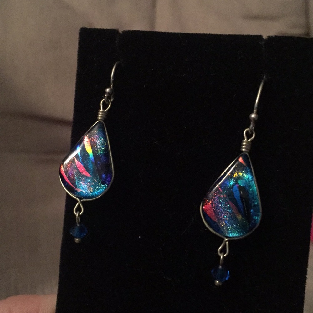 Handcrafted Sterling Silver Dichroic Glass Earring